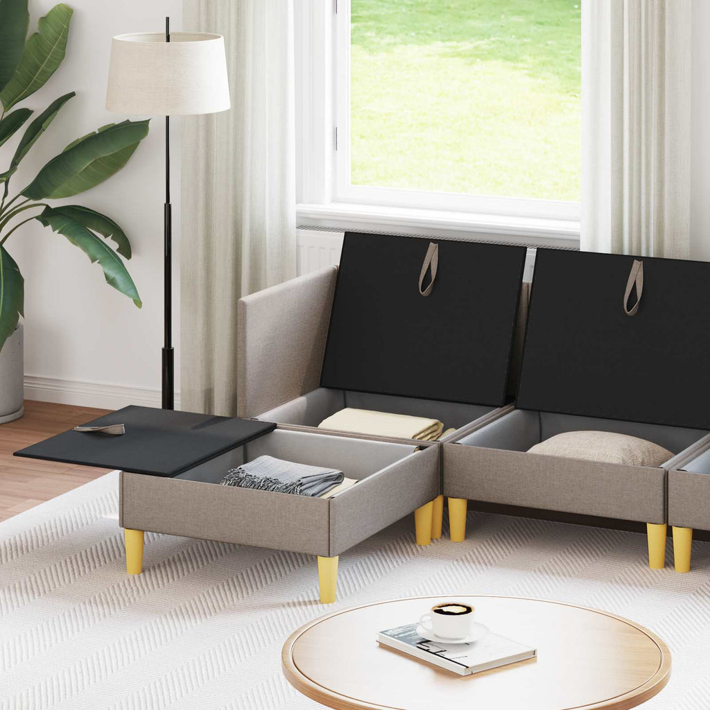 Modular Sofa Set mit Stauraum 6 pcs Taupe Stoff