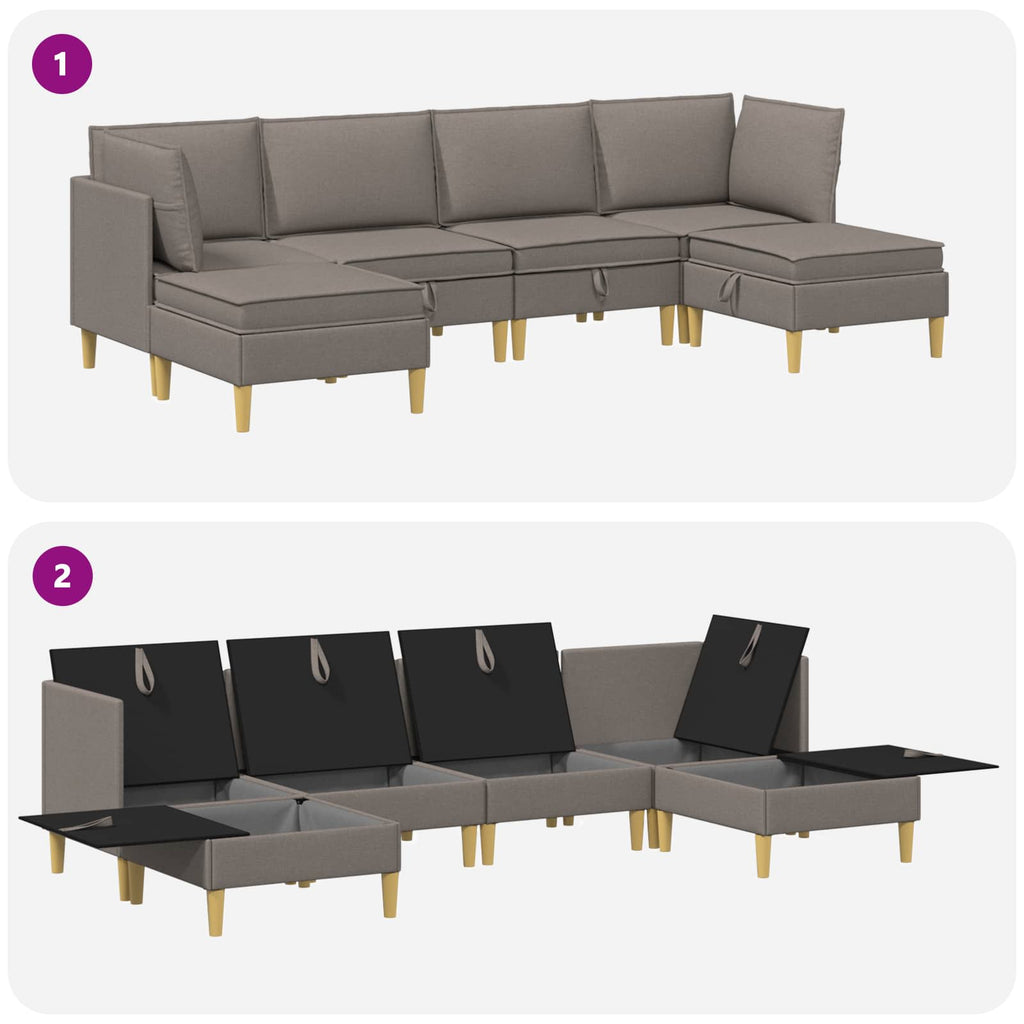 Modular Sofa Set mit Stauraum 6 pcs Taupe Stoff