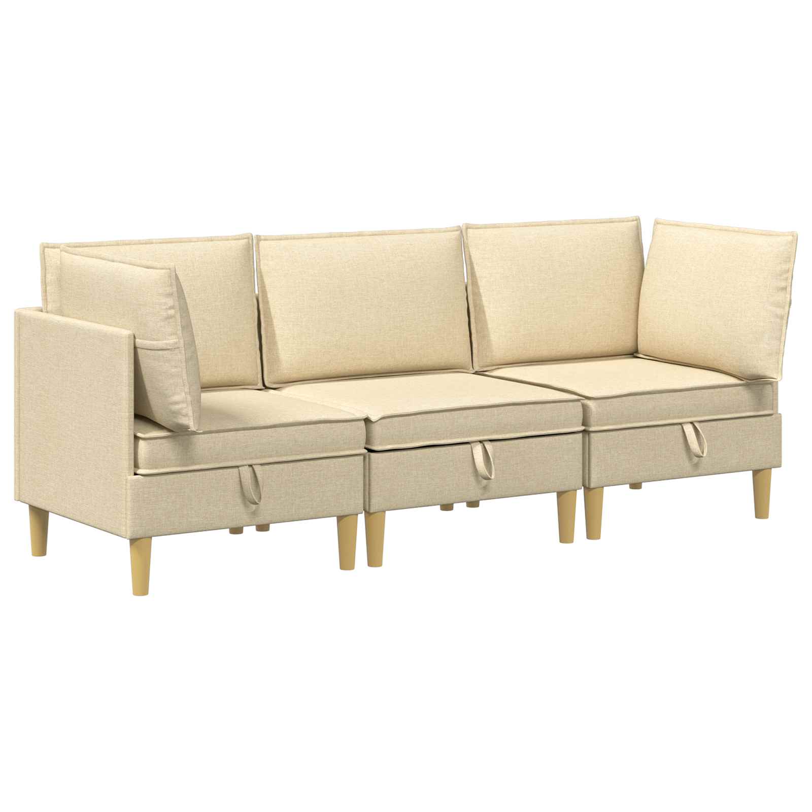Modular Sofa Set mit Stauraum 3 pcs Creme Stoff