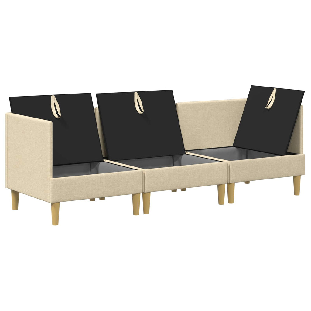 Modular Sofa Set mit Stauraum 3 pcs Creme Stoff