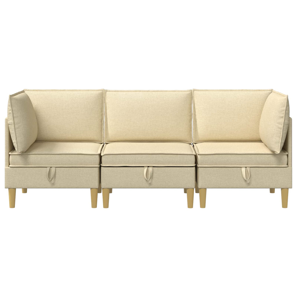 Modular Sofa Set mit Stauraum 3 pcs Creme Stoff