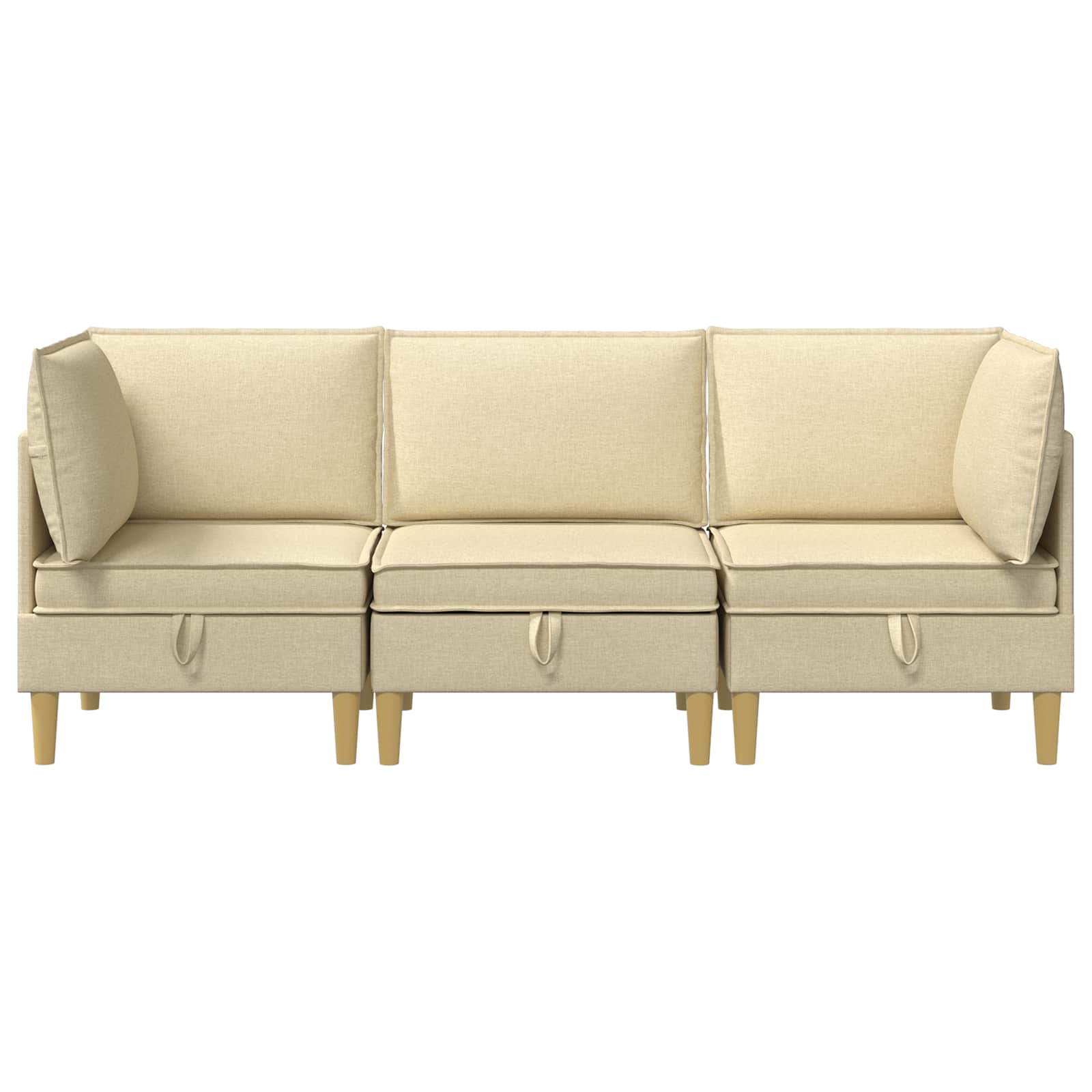Modular Sofa Set mit Stauraum 3 pcs Creme Stoff