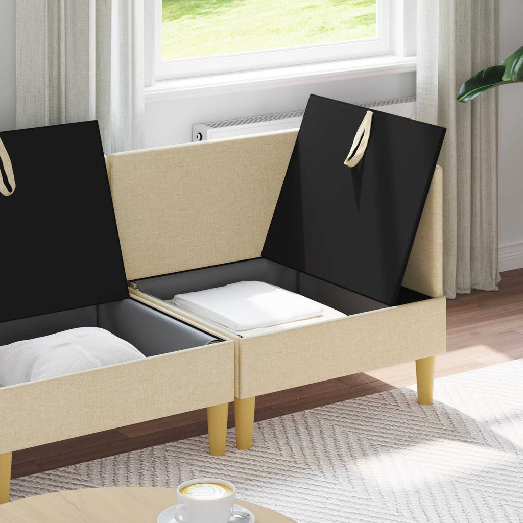 Modular Sofa Set mit Stauraum 4 pcs Creme Stoff