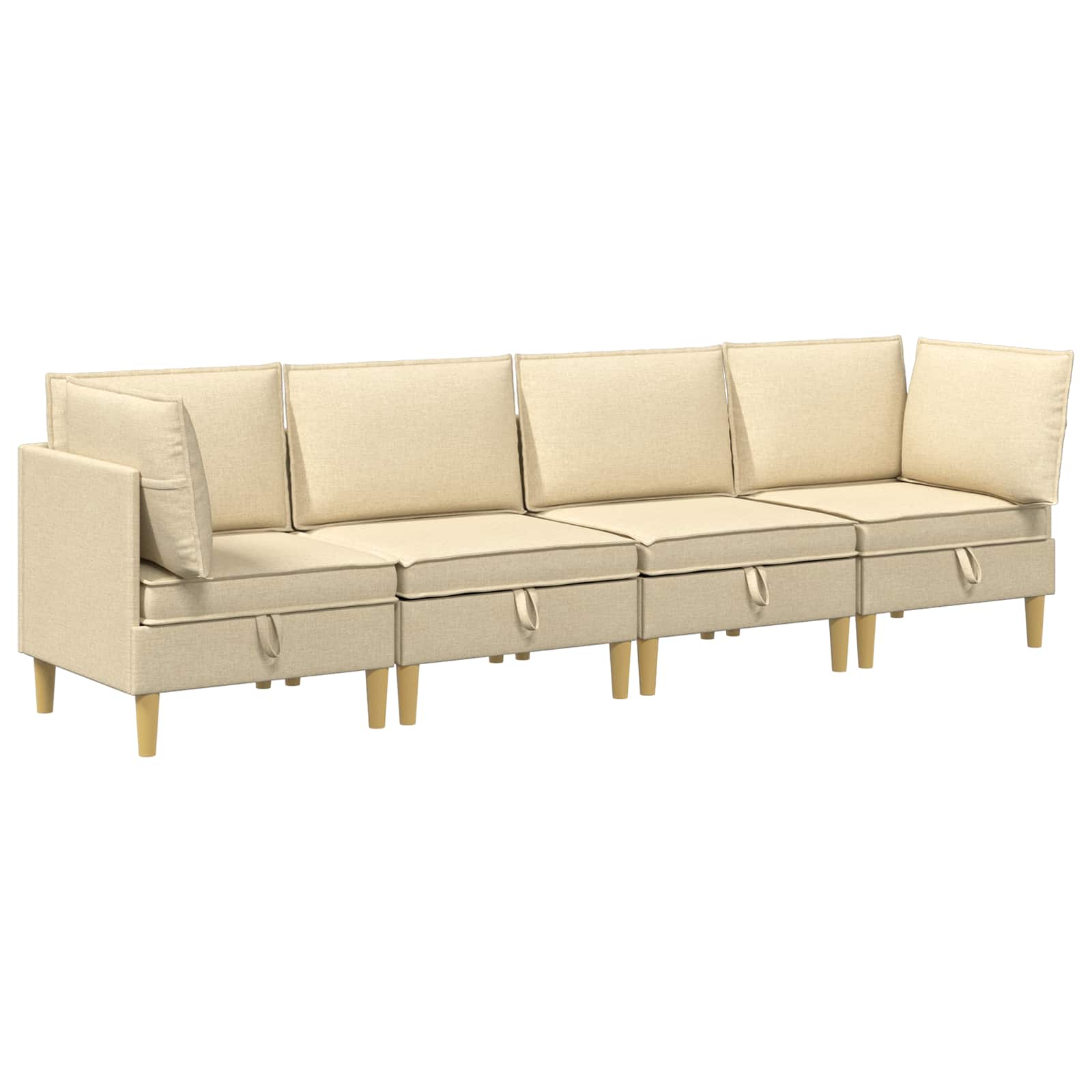 Modular Sofa Set mit Stauraum 4 pcs Creme Stoff