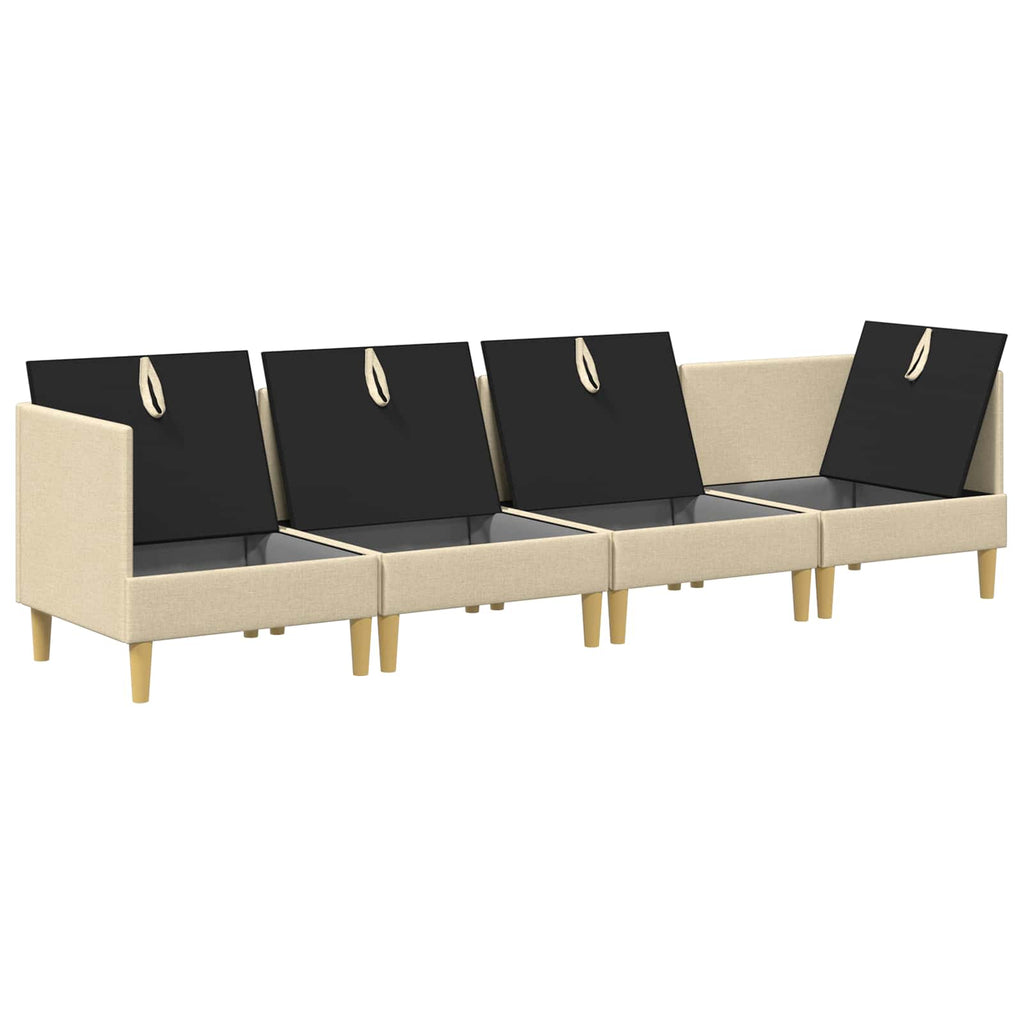 Modular Sofa Set mit Stauraum 4 pcs Creme Stoff