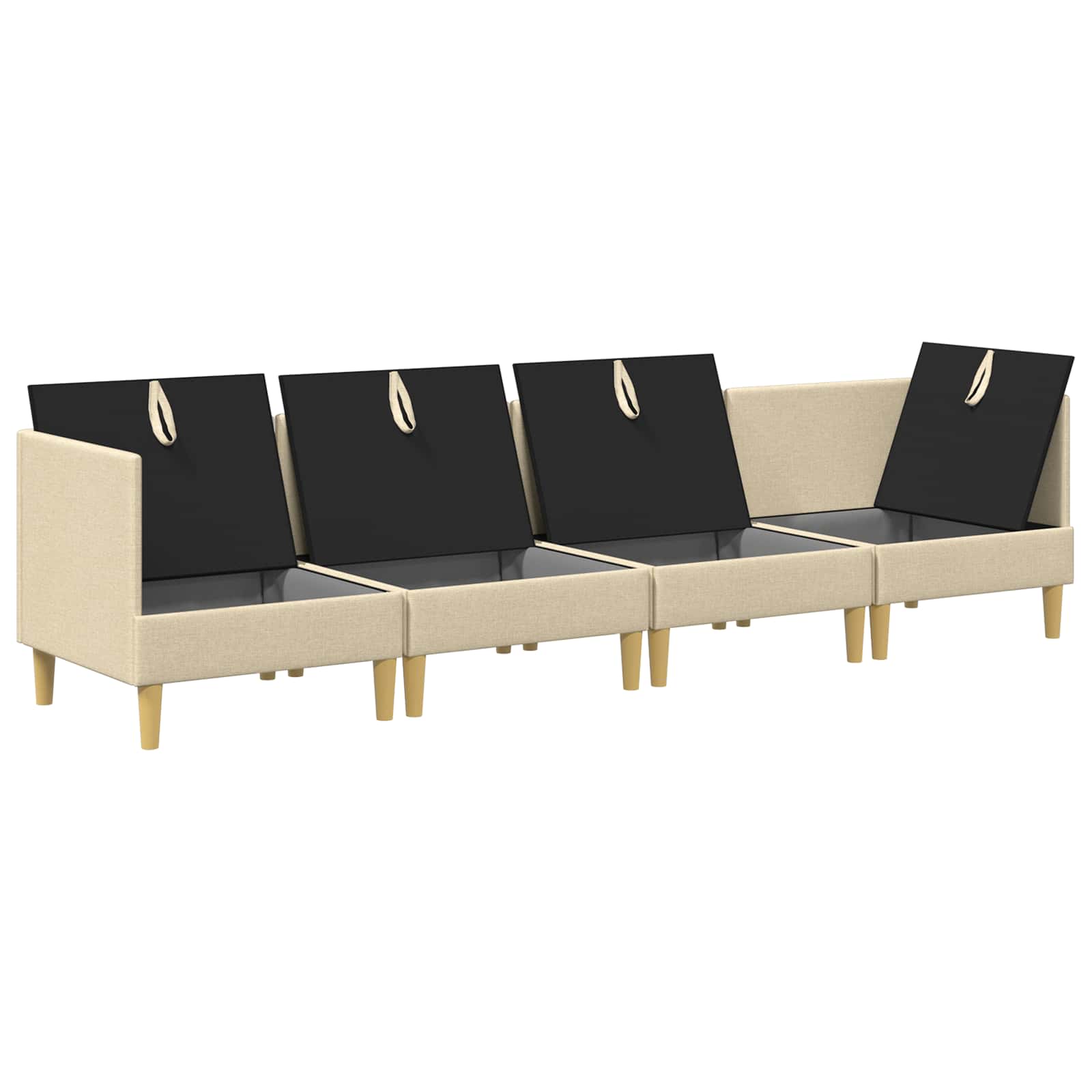 Modular Sofa Set mit Stauraum 4 pcs Creme Stoff