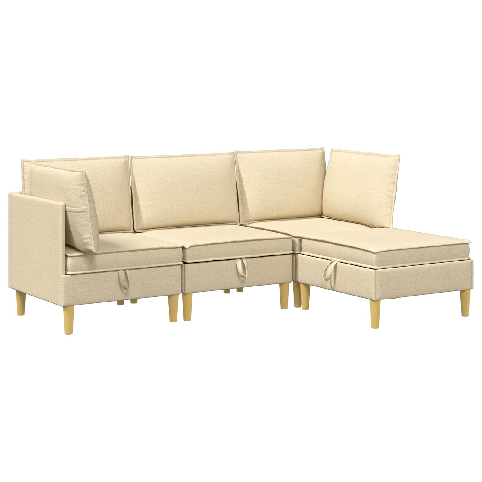 Modular Sofa Set mit Stauraum 4 pcs Creme Stoff