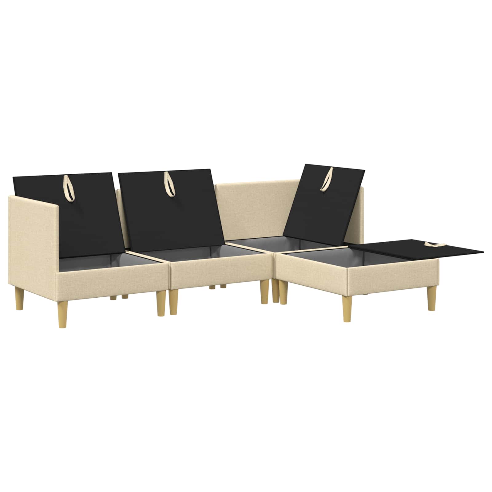 Modular Sofa Set mit Stauraum 4 pcs Creme Stoff