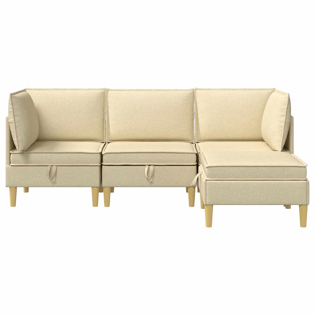 Modular Sofa Set mit Stauraum 4 pcs Creme Stoff