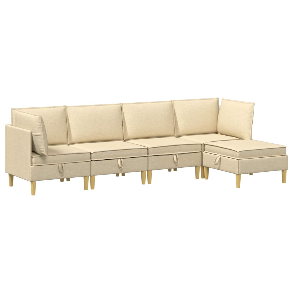 Modular Sofa Set mit Stauraum 5 pcs Creme Stoff
