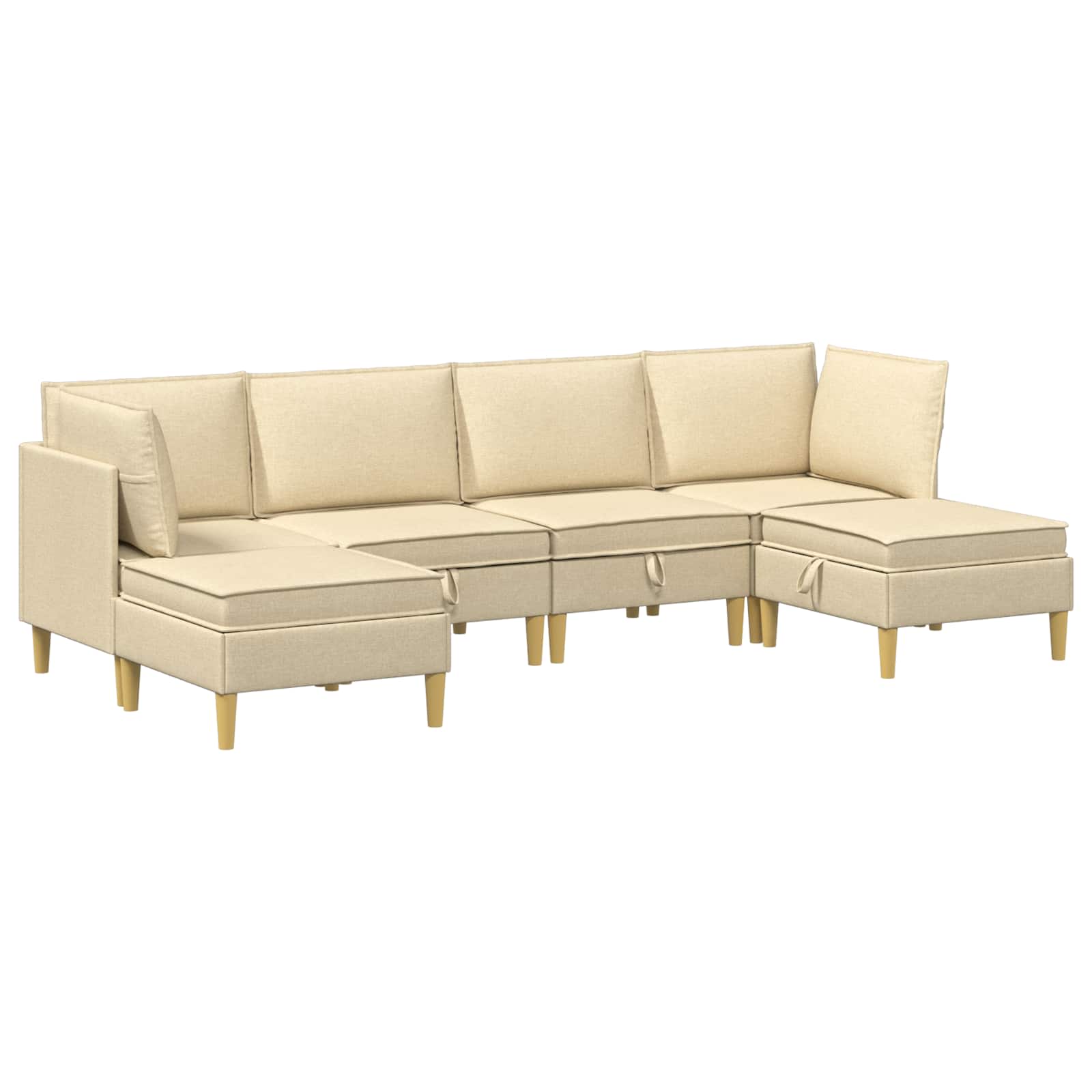 Modular Sofa Set mit Stauraum 6 pcs Creme Stoff