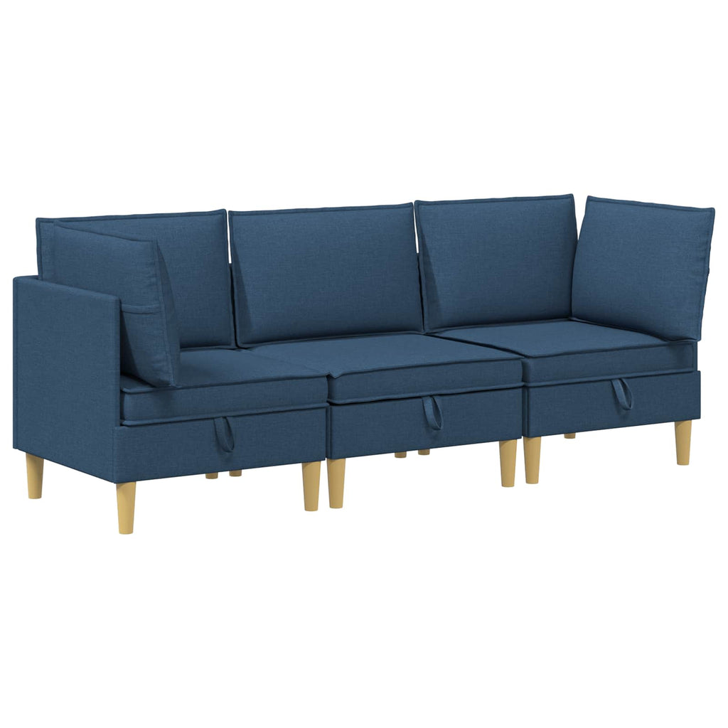 Modular Sofa Set mit Stauraum 3 pcs Blau Stoff