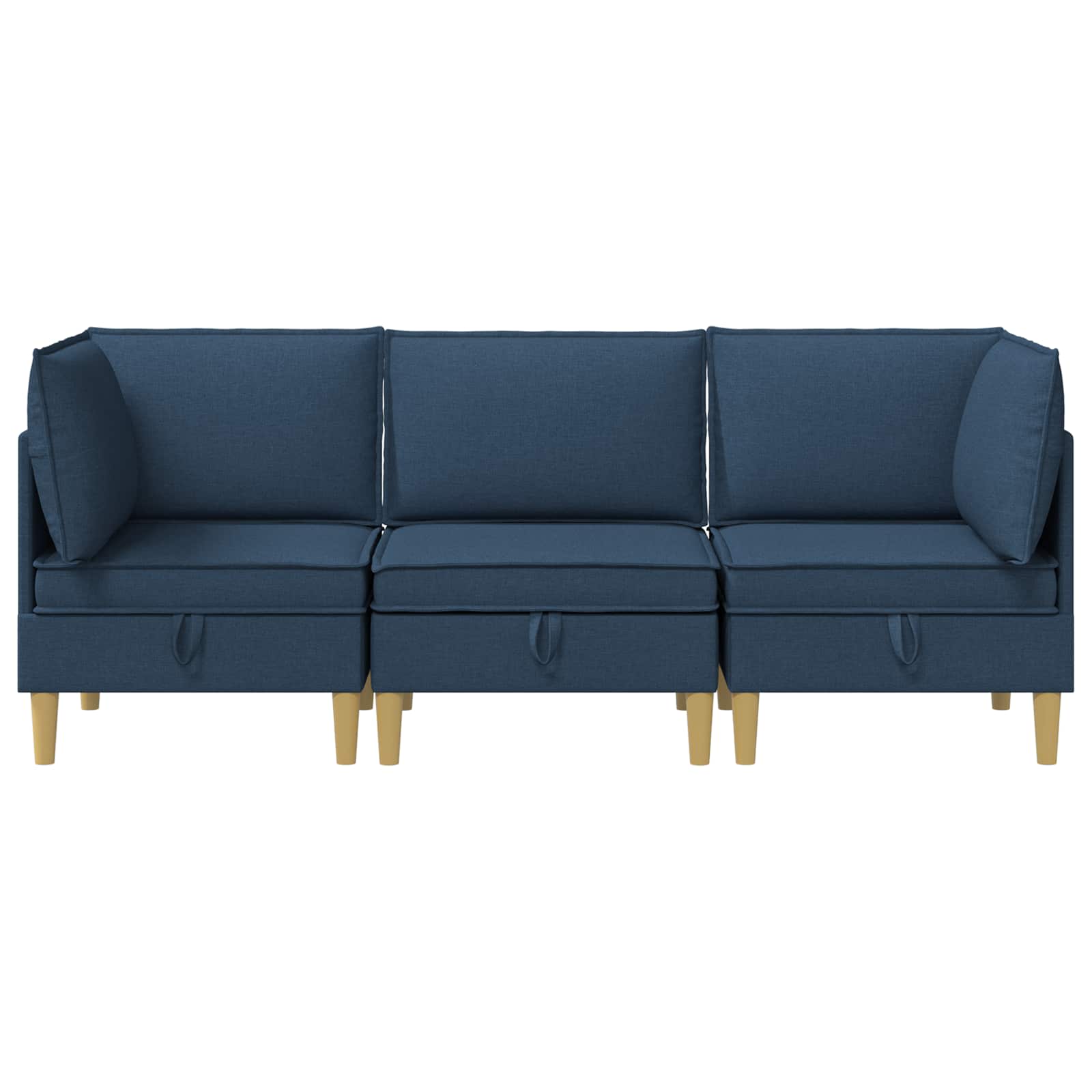 Modular Sofa Set mit Stauraum 3 pcs Blau Stoff