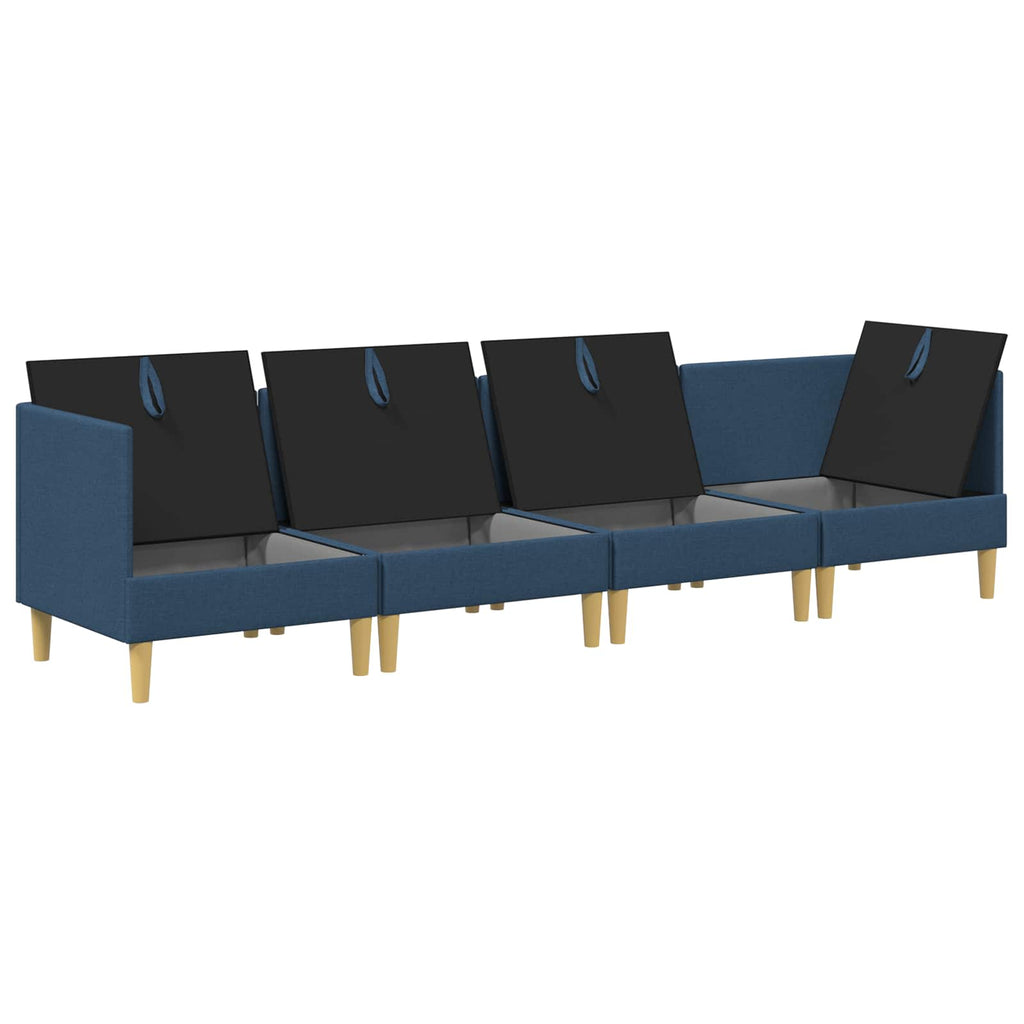 Modular Sofa Set mit Stauraum 4 pcs Blau Stoff