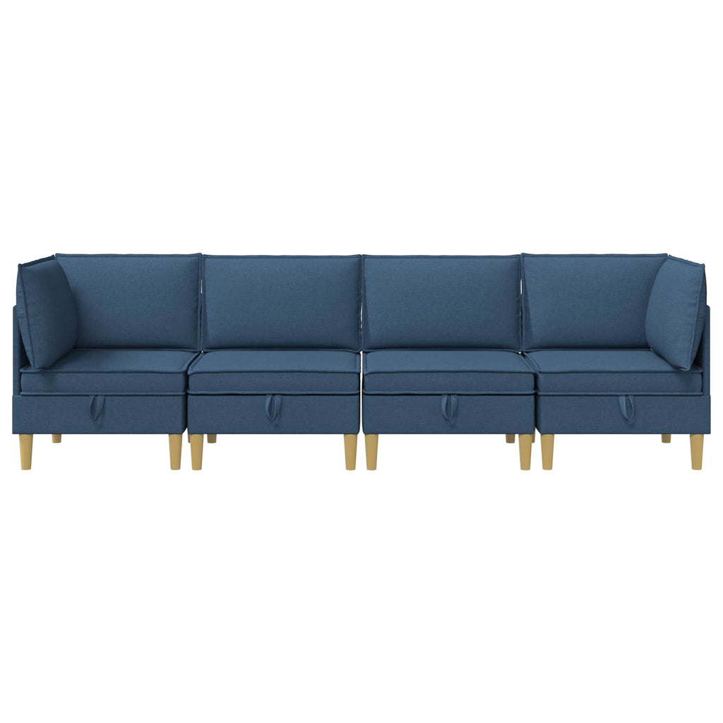 Modular Sofa Set mit Stauraum 4 pcs Blau Stoff