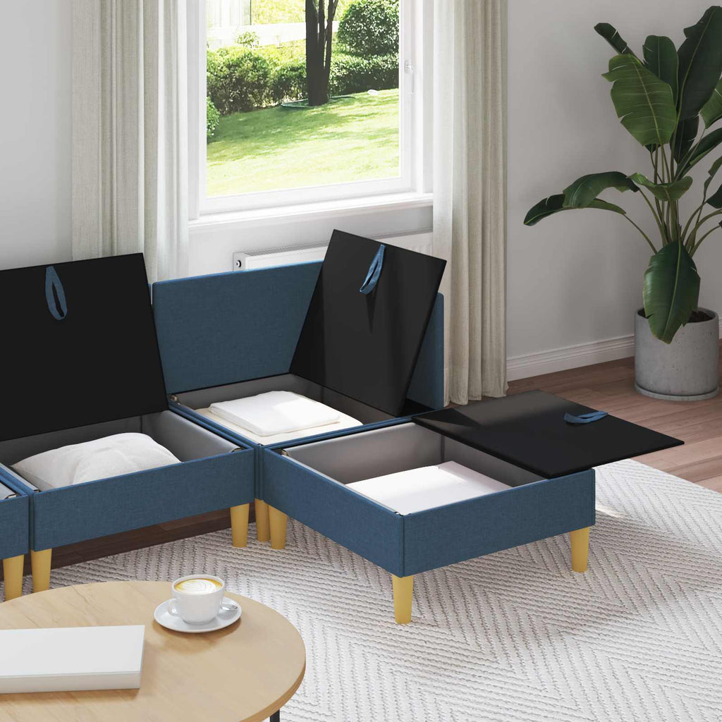 Modular Sofa Set mit Stauraum 4 pcs Blau Stoff
