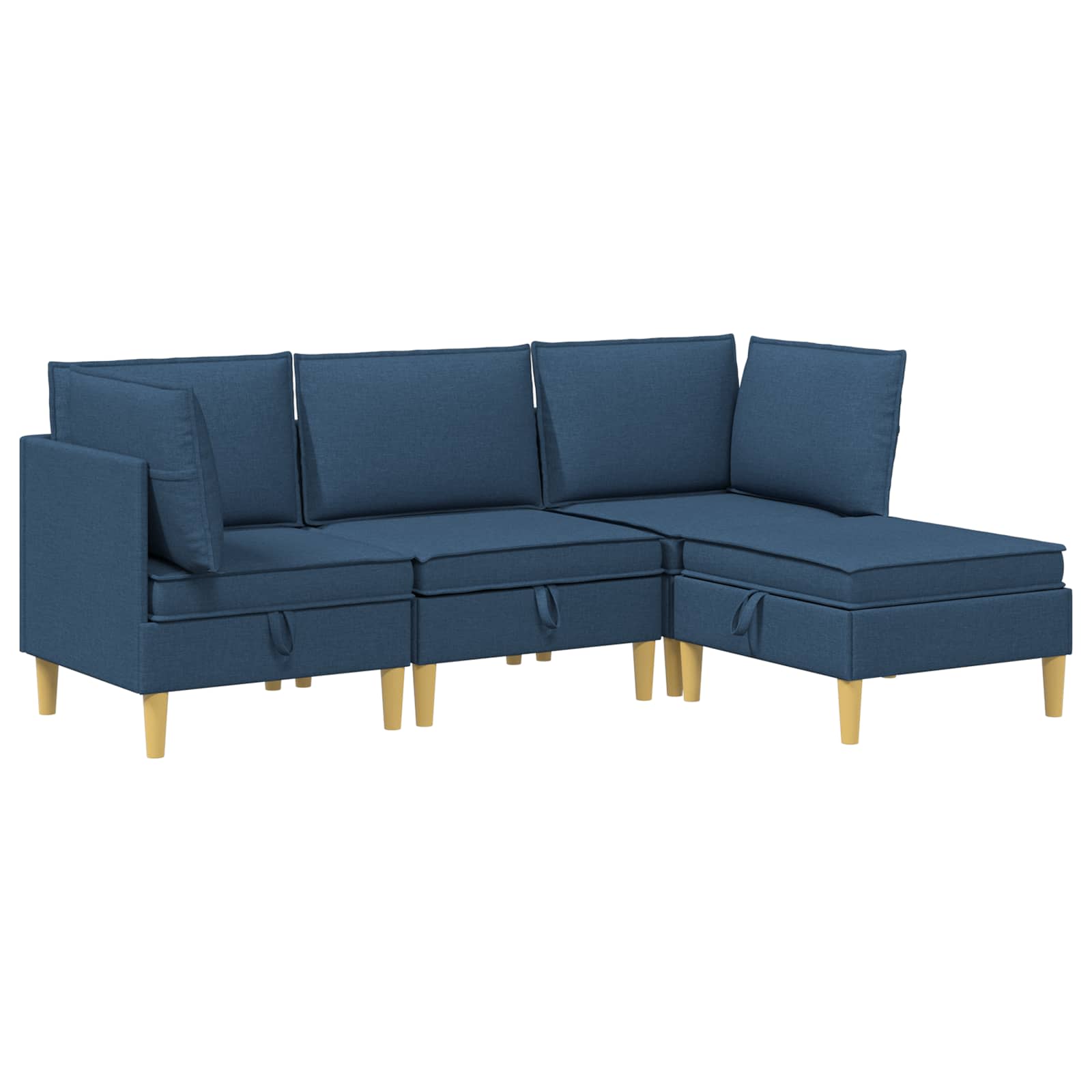 Modular Sofa Set mit Stauraum 4 pcs Blau Stoff