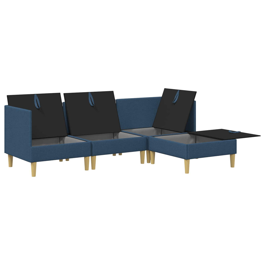 Modular Sofa Set mit Stauraum 4 pcs Blau Stoff