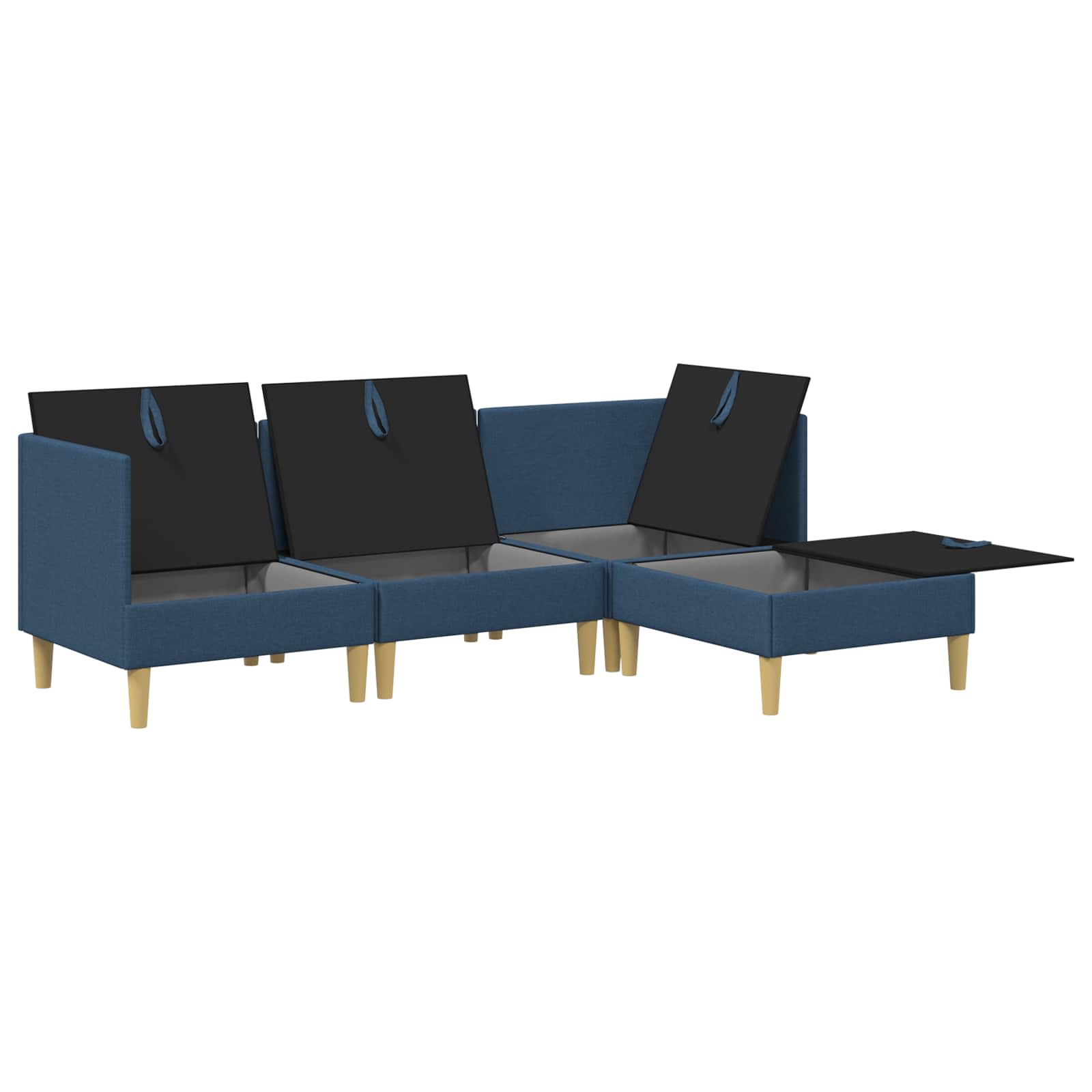 Modular Sofa Set mit Stauraum 4 pcs Blau Stoff