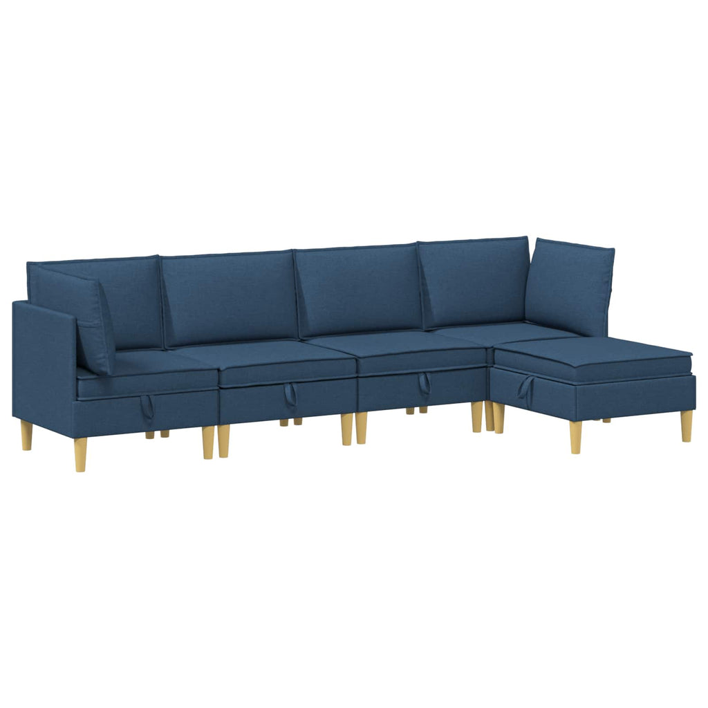 Modular Sofa Set mit Stauraum 5 pcs Blau Stoff
