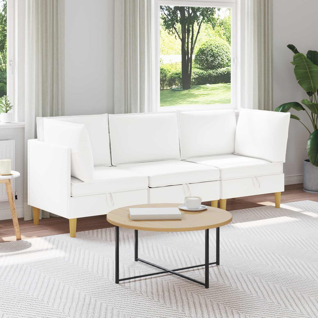 Modular Sofa Set mit Stauraum 3 pcs Weiß Stoff