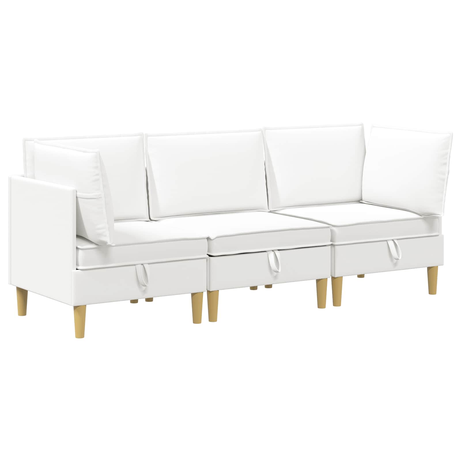 Modular Sofa Set mit Stauraum 3 pcs Weiß Stoff