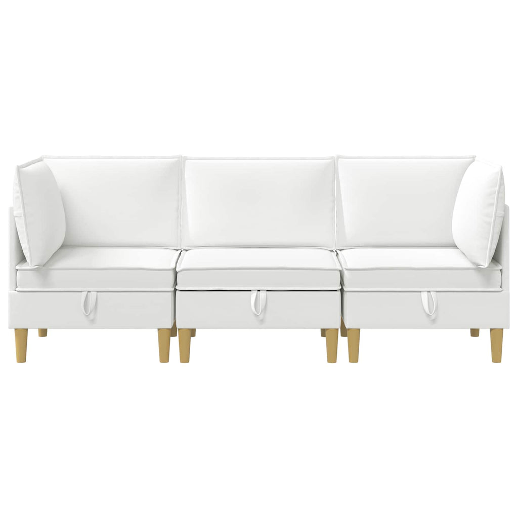 Modular Sofa Set mit Stauraum 3 pcs Weiß Stoff