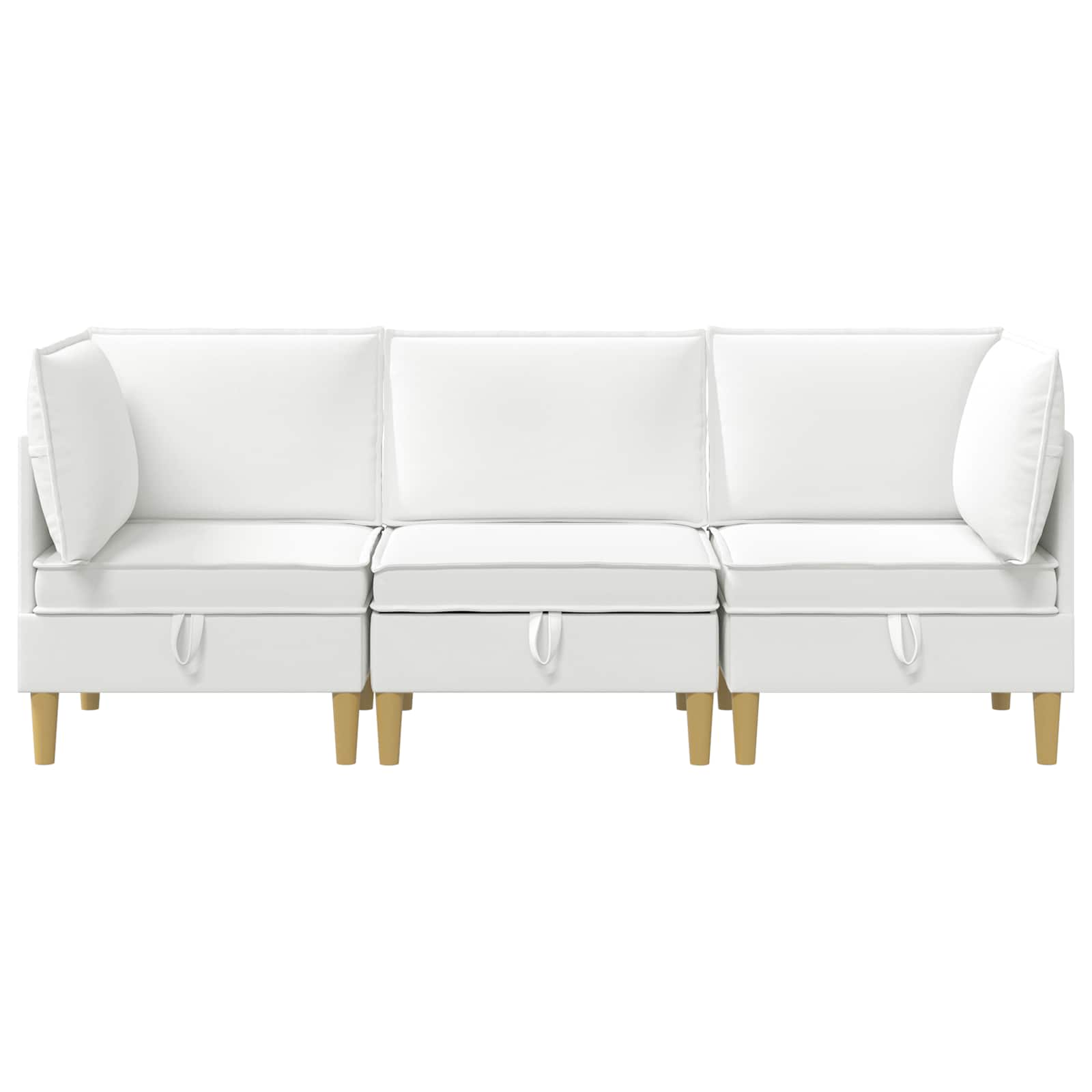 Modular Sofa Set mit Stauraum 3 pcs Weiß Stoff