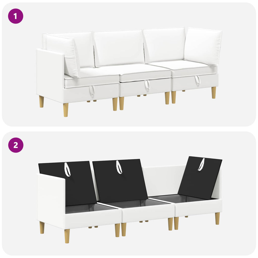 Modular Sofa Set mit Stauraum 3 pcs Weiß Stoff