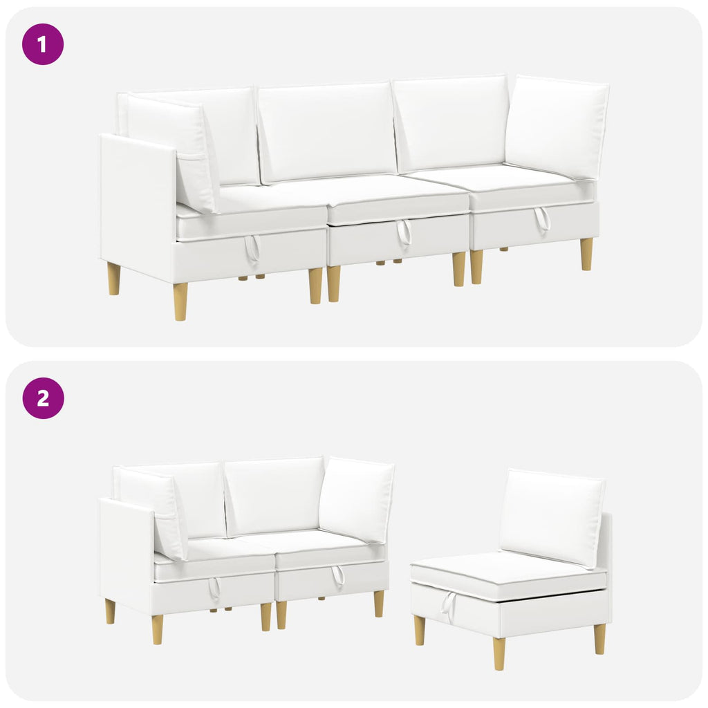 Modular Sofa Set mit Stauraum 3 pcs Weiß Stoff