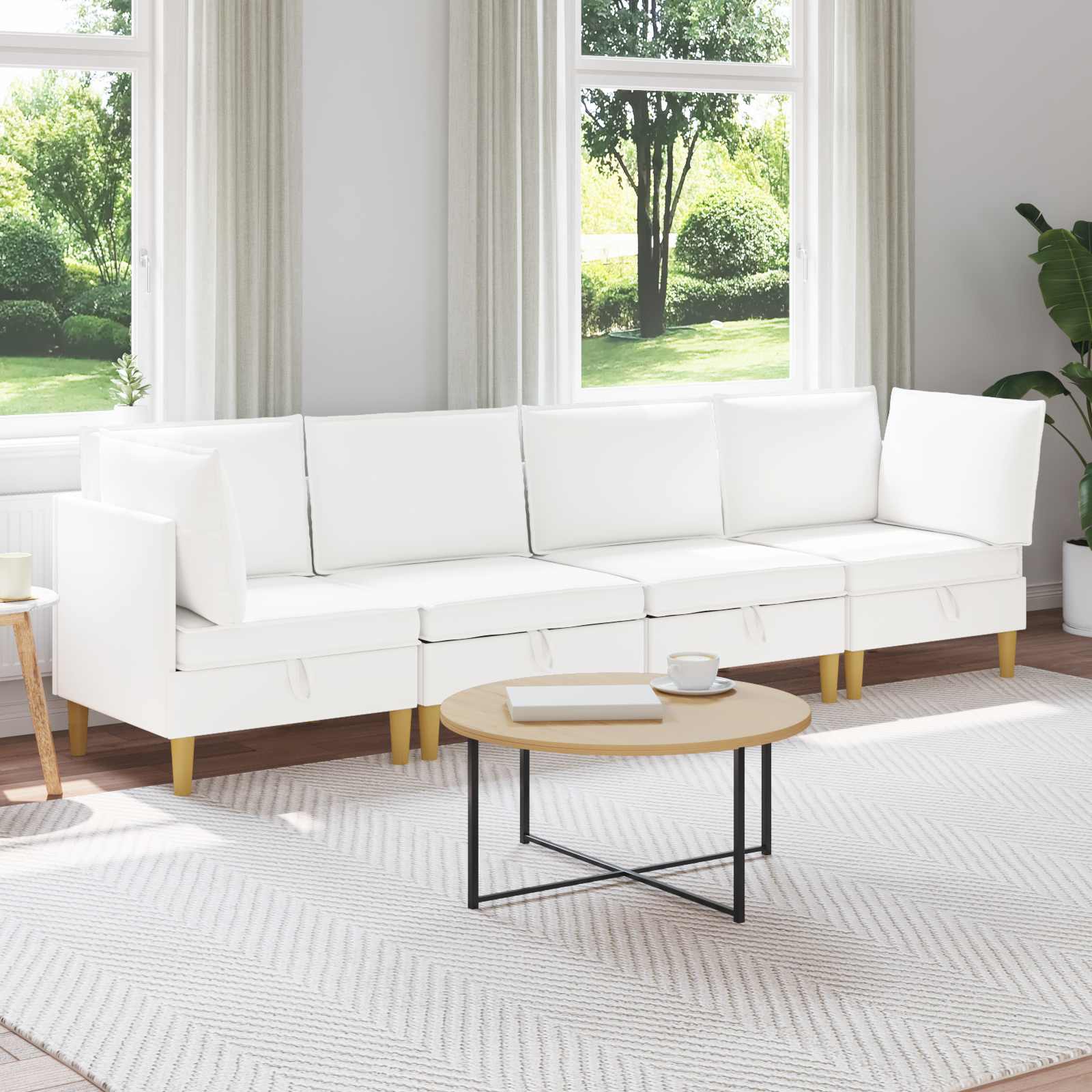 Modular Sofa Set mit Stauraum 4 pcs Weiß Stoff