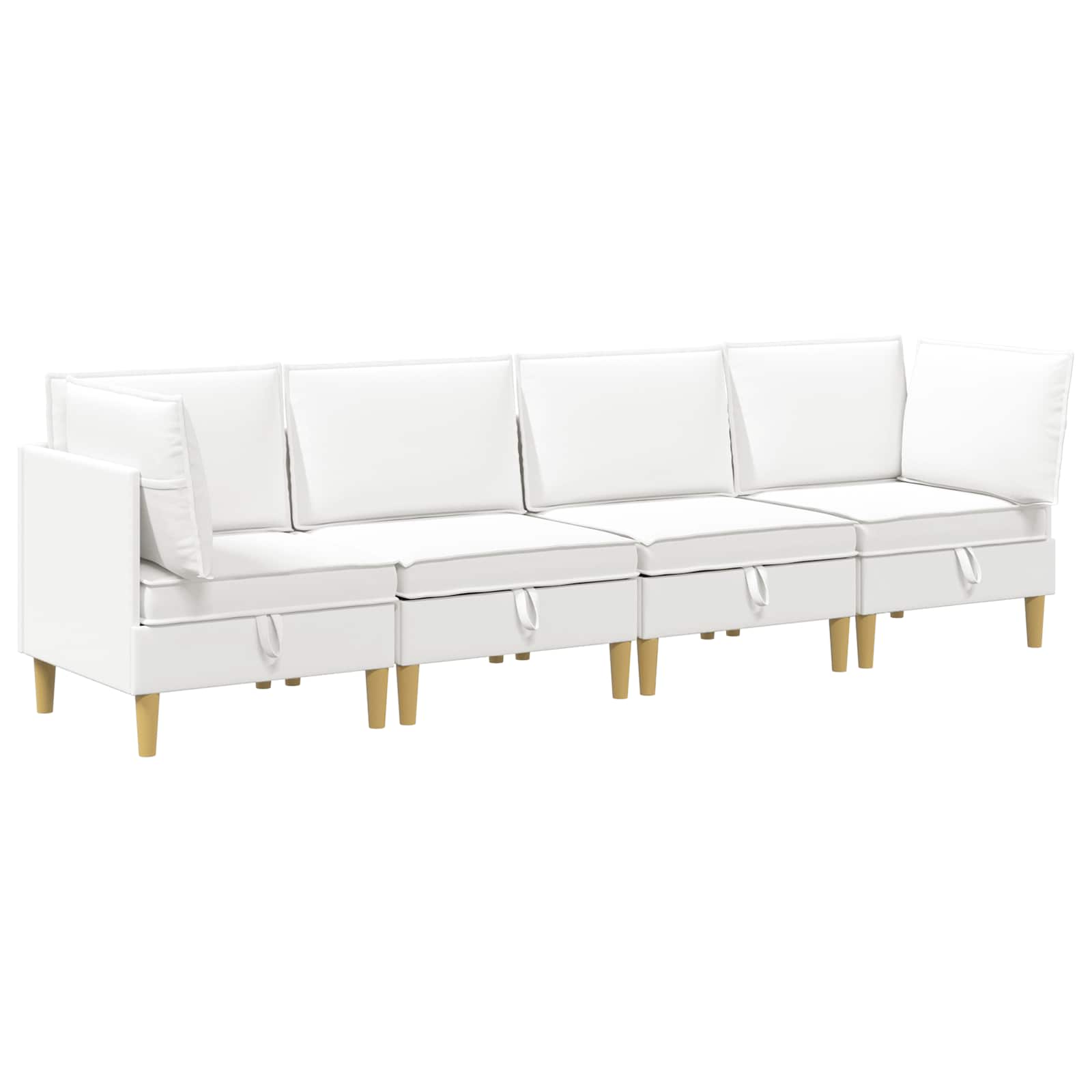 Modular Sofa Set mit Stauraum 4 pcs Weiß Stoff