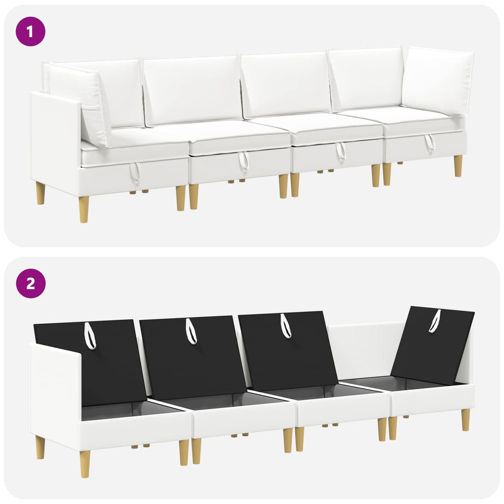 Modular Sofa Set mit Stauraum 4 pcs Weiß Stoff