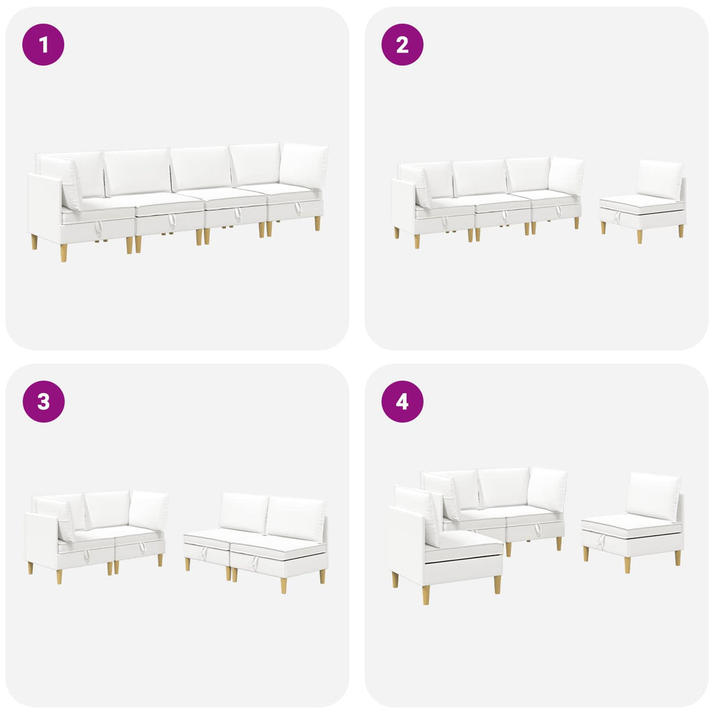 Modular Sofa Set mit Stauraum 4 pcs Weiß Stoff