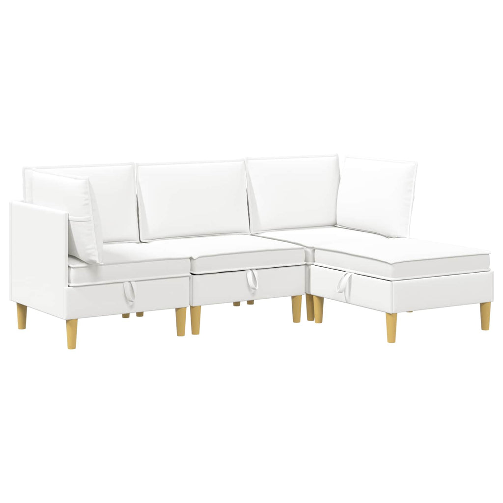 Modular Sofa Set mit Stauraum 4 pcs Weiß Stoff