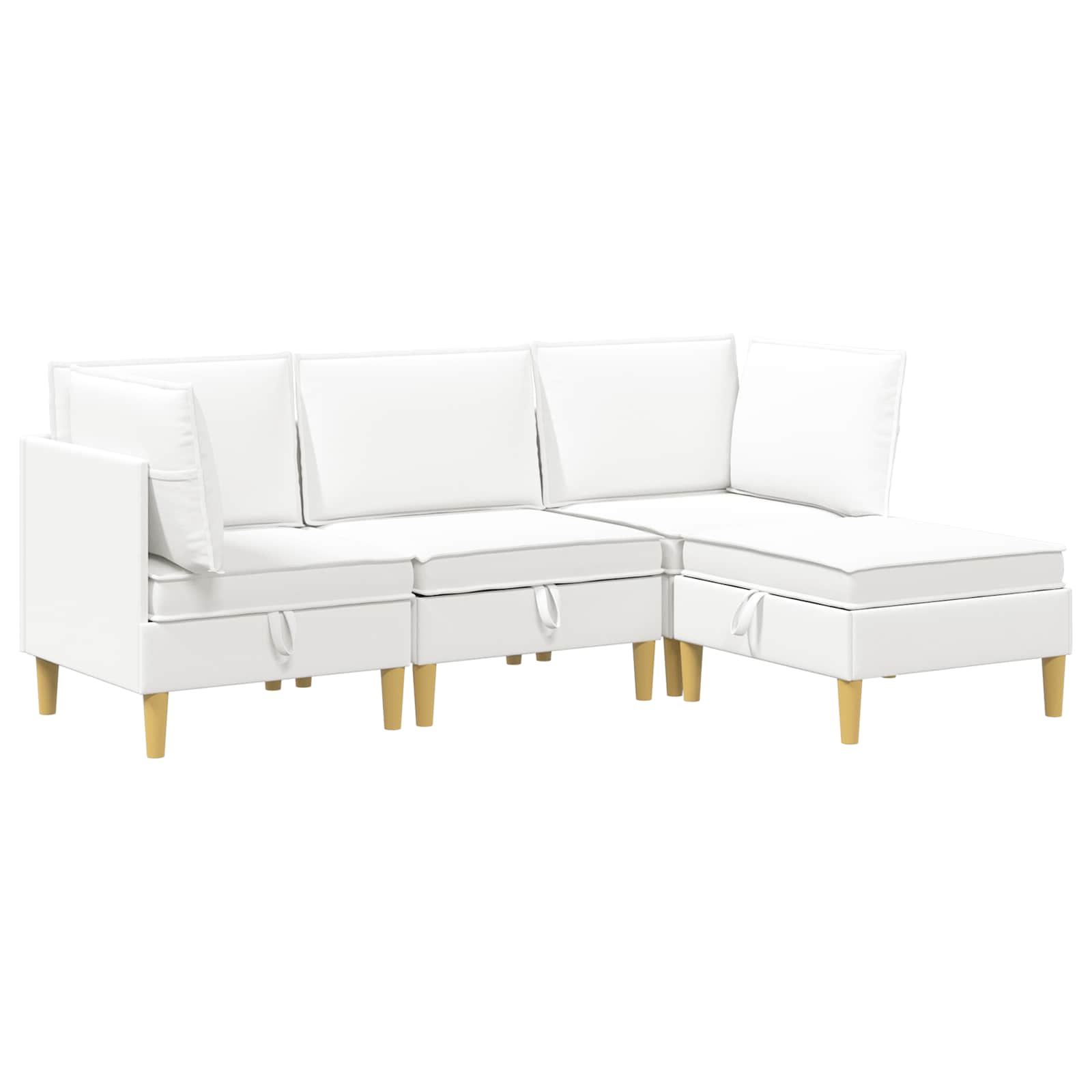 Modular Sofa Set mit Stauraum 4 pcs Weiß Stoff