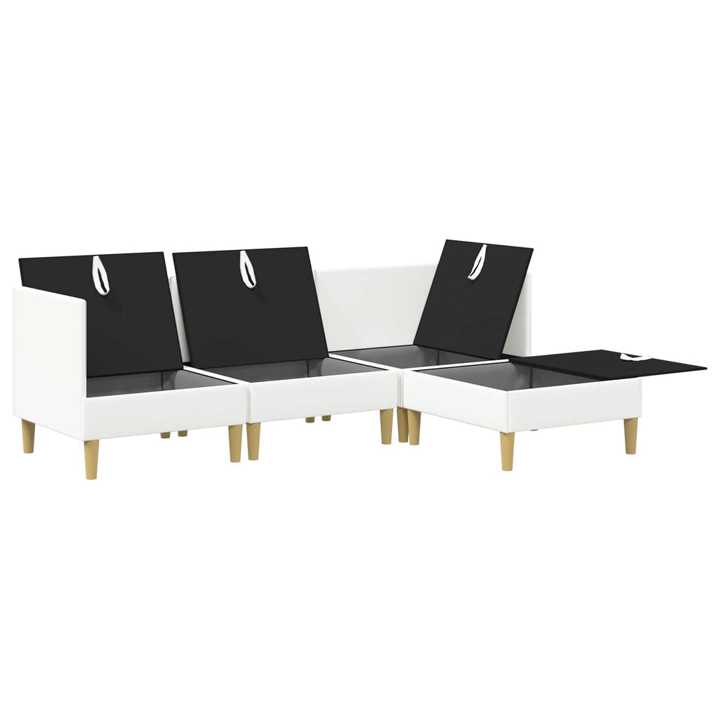 Modular Sofa Set mit Stauraum 4 pcs Weiß Stoff