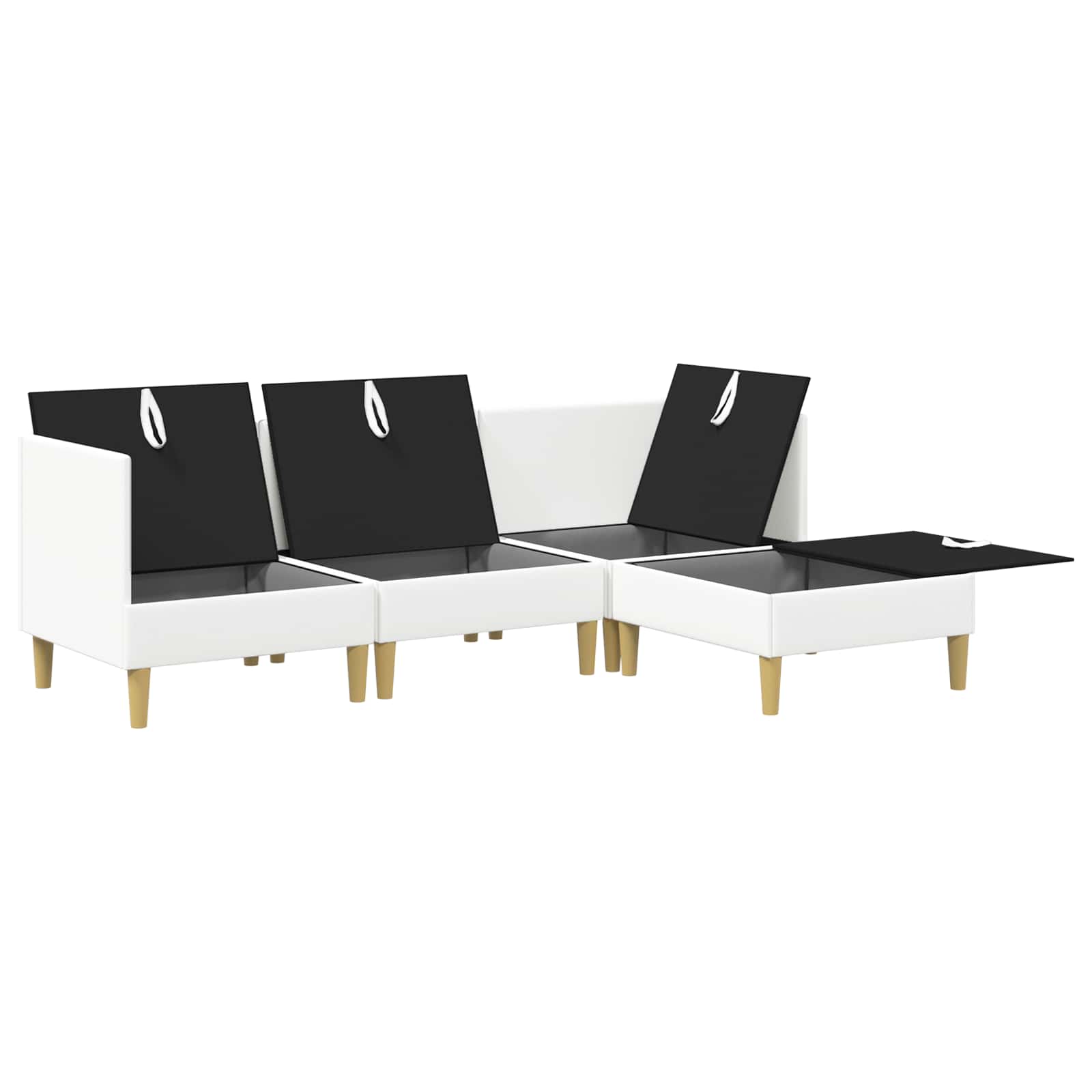 Modular Sofa Set mit Stauraum 4 pcs Weiß Stoff