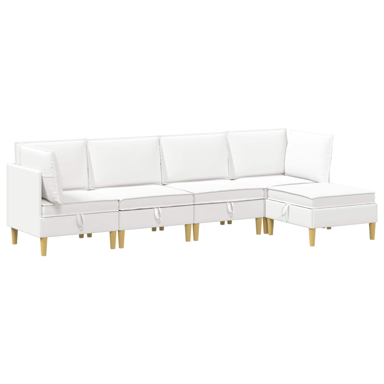 Modular Sofa Set mit Stauraum 5 pcs Weiß Stoff