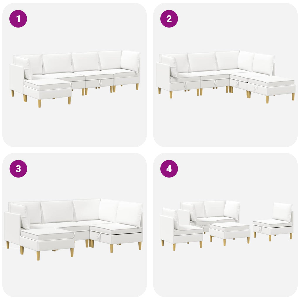 Modular Sofa Set mit Stauraum 5 pcs Weiß Stoff