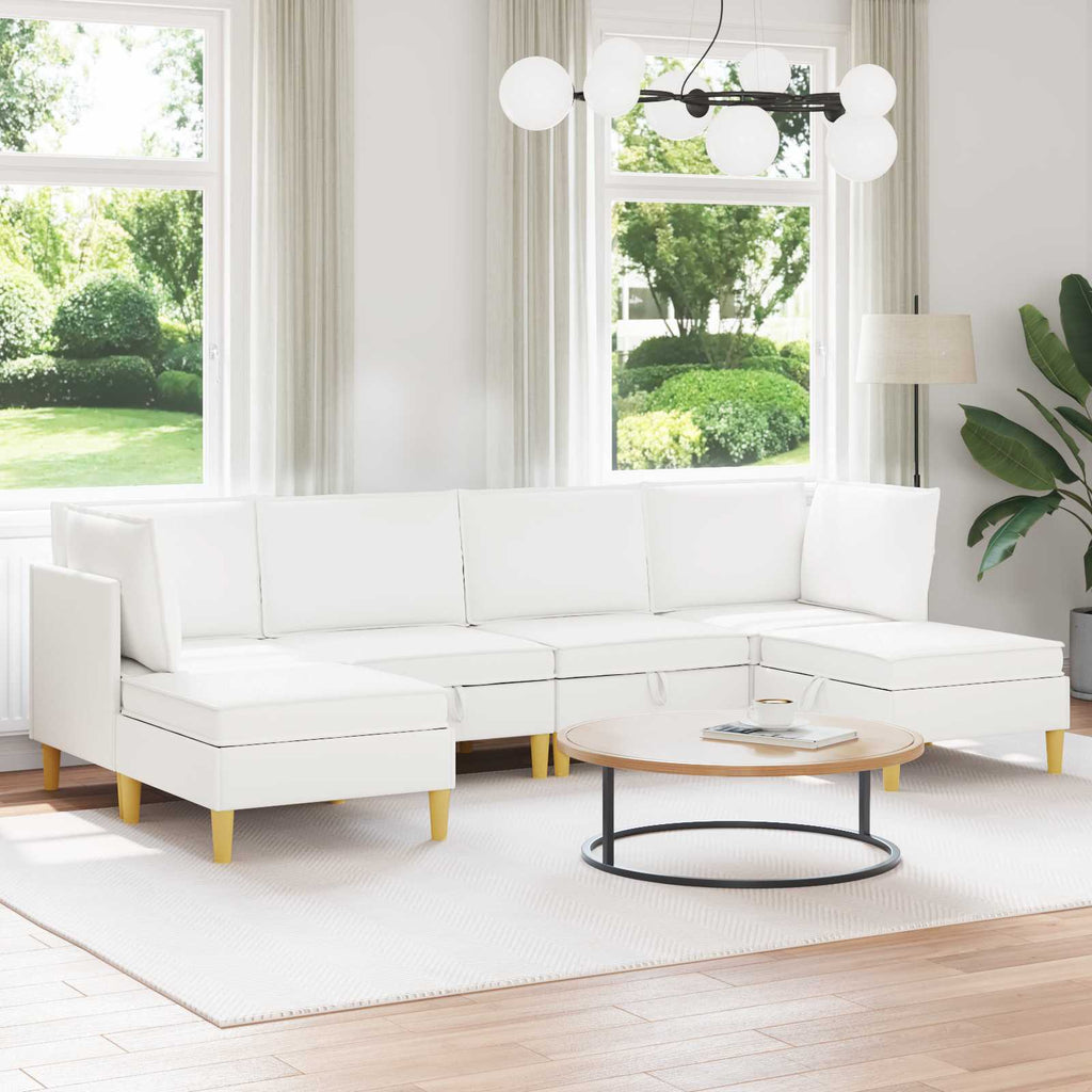 Modular Sofa Set mit Stauraum 6 pcs Weiß Stoff