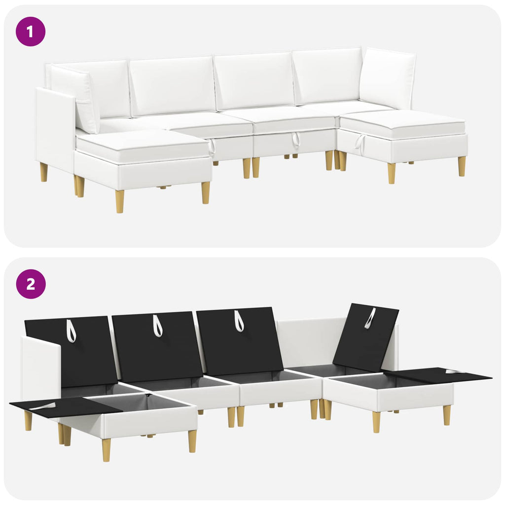 Modular Sofa Set mit Stauraum 6 pcs Weiß Stoff