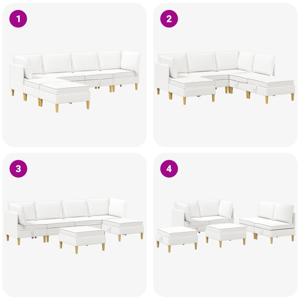 Modular Sofa Set mit Stauraum 6 pcs Weiß Stoff