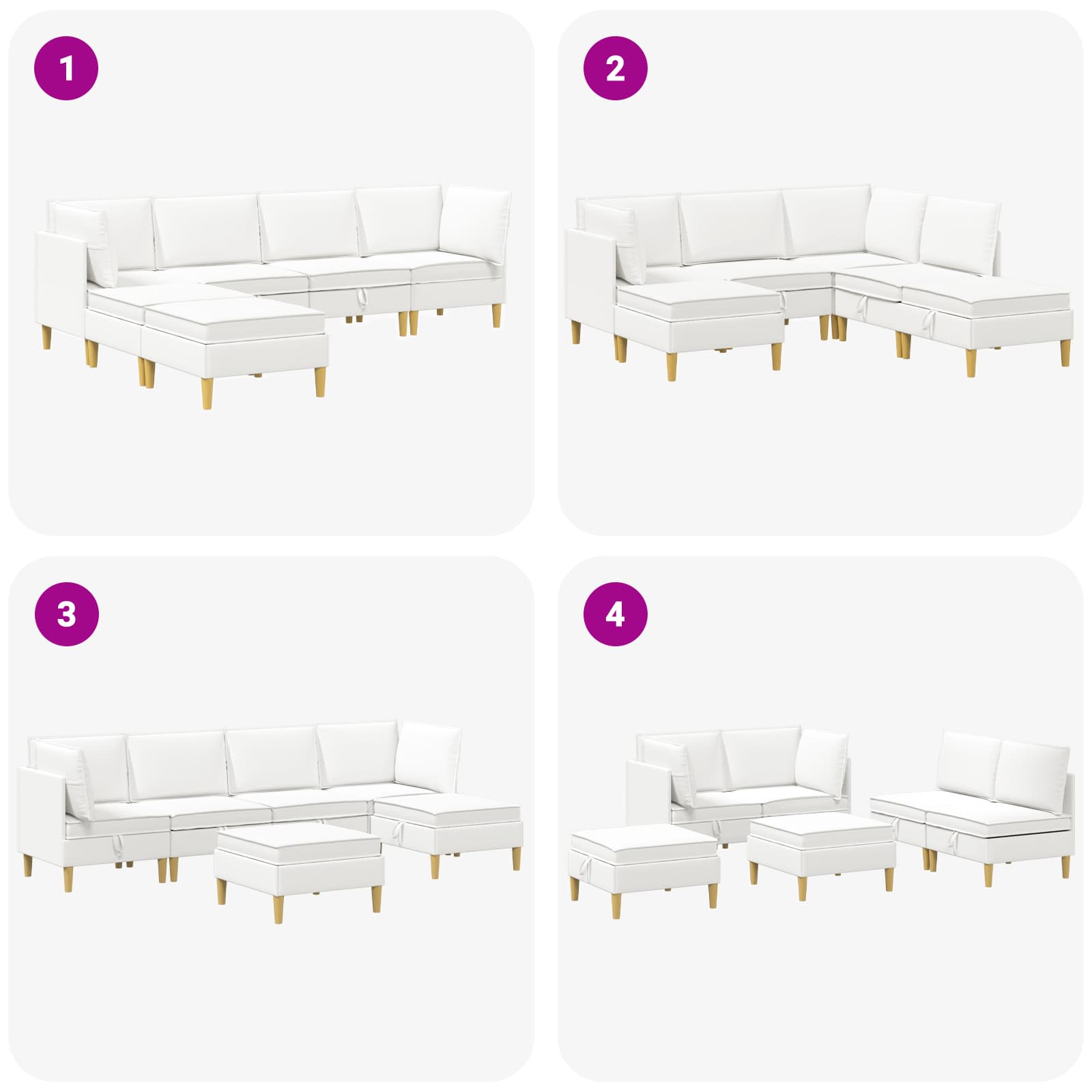 Modular Sofa Set mit Stauraum 6 pcs Weiß Stoff