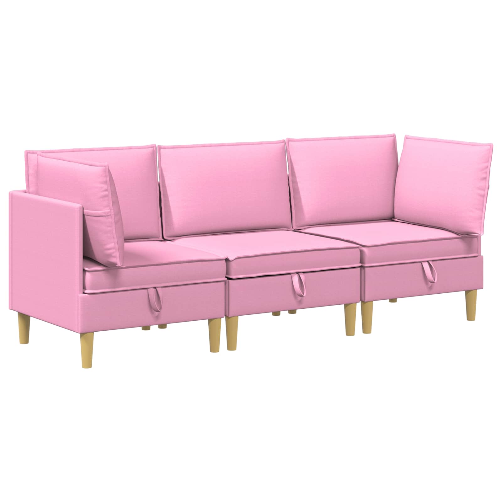 Modular Sofa Set mit Stauraum 3 pcs Rosa Stoff