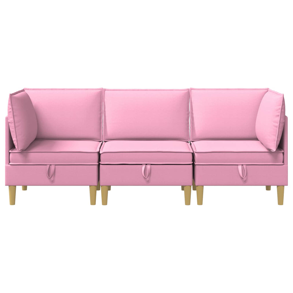 Modular Sofa Set mit Stauraum 3 pcs Rosa Stoff