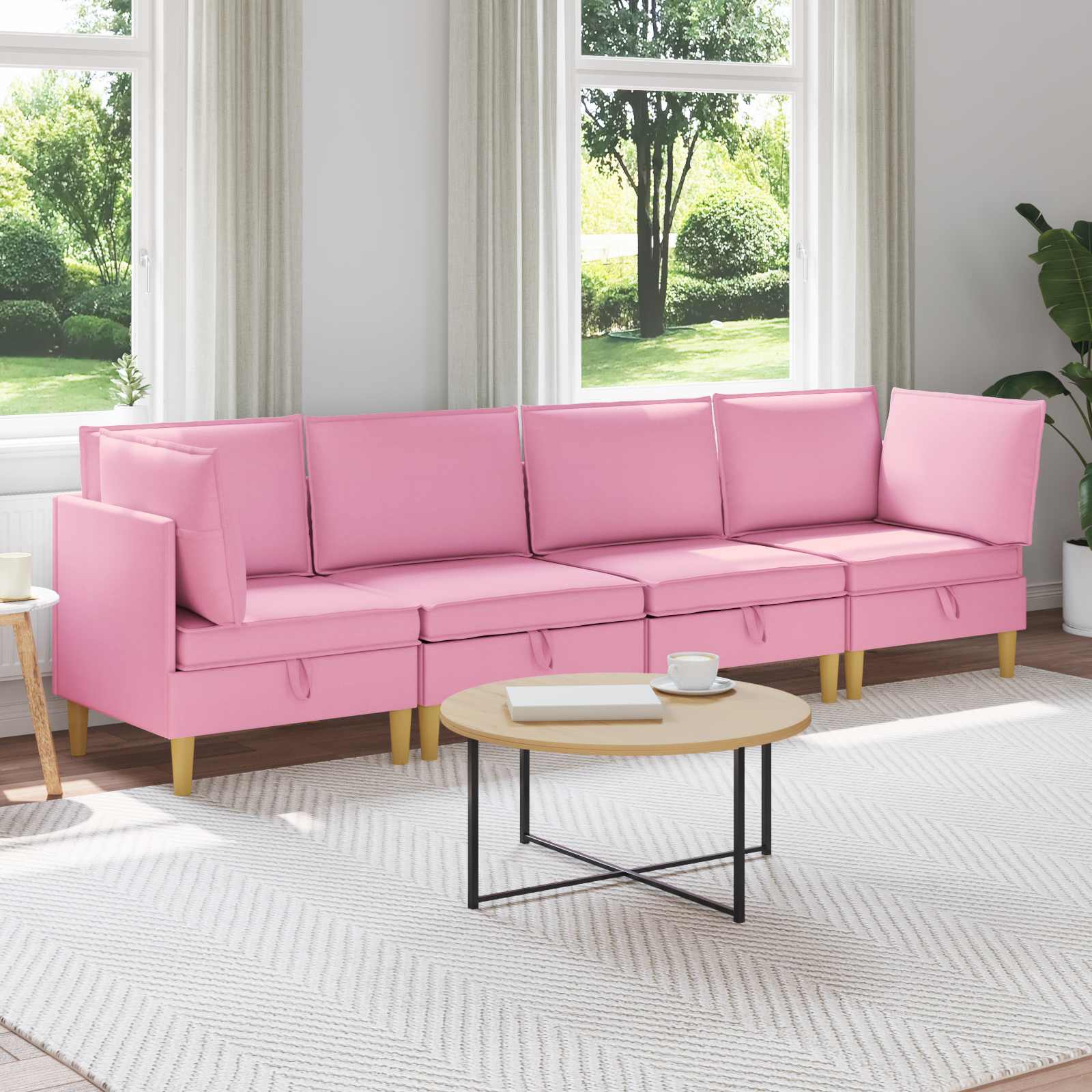 Modular Sofa Set mit Stauraum 4 pcs Rosa Stoff