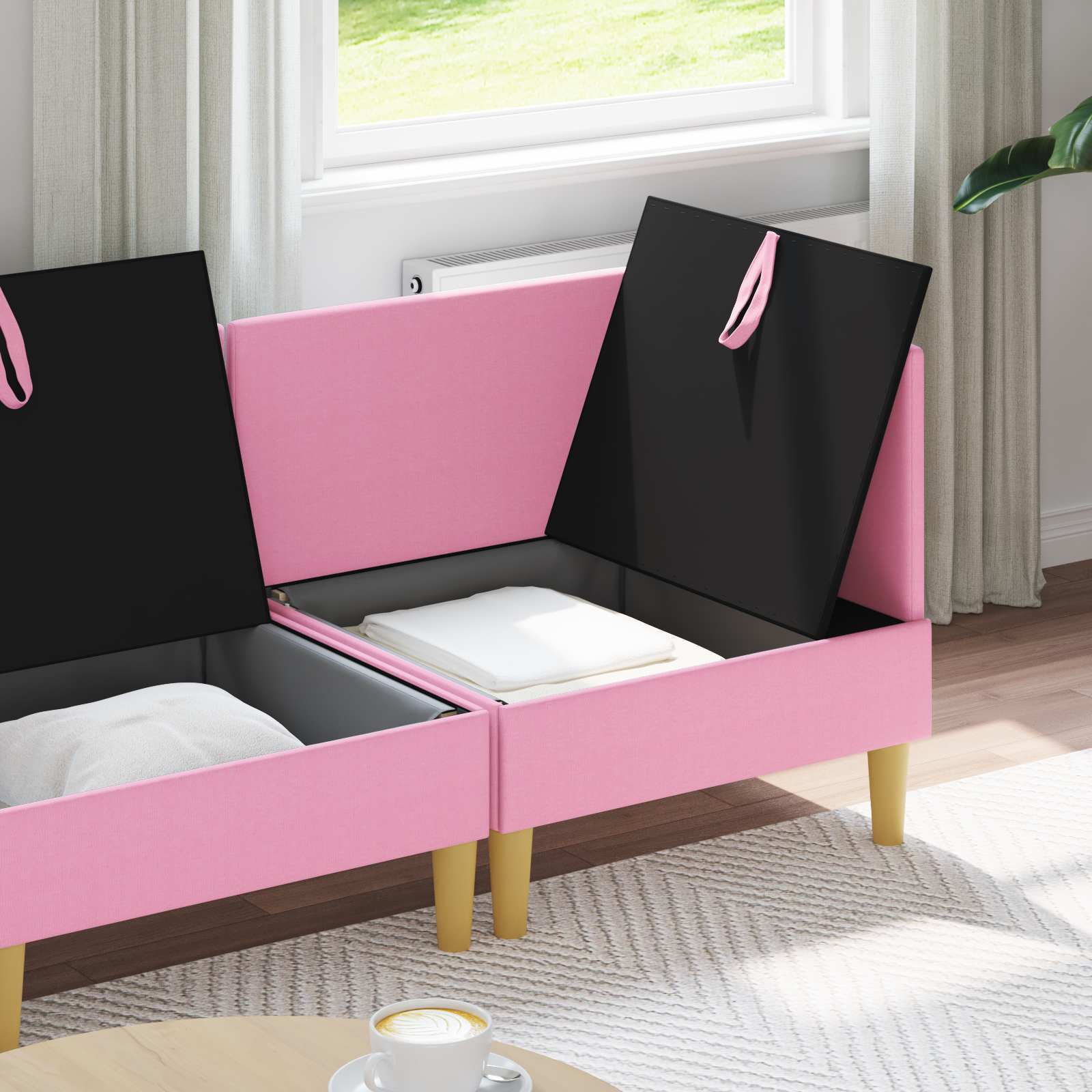 Modular Sofa Set mit Stauraum 4 pcs Rosa Stoff
