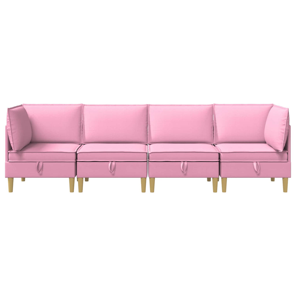 Modular Sofa Set mit Stauraum 4 pcs Rosa Stoff