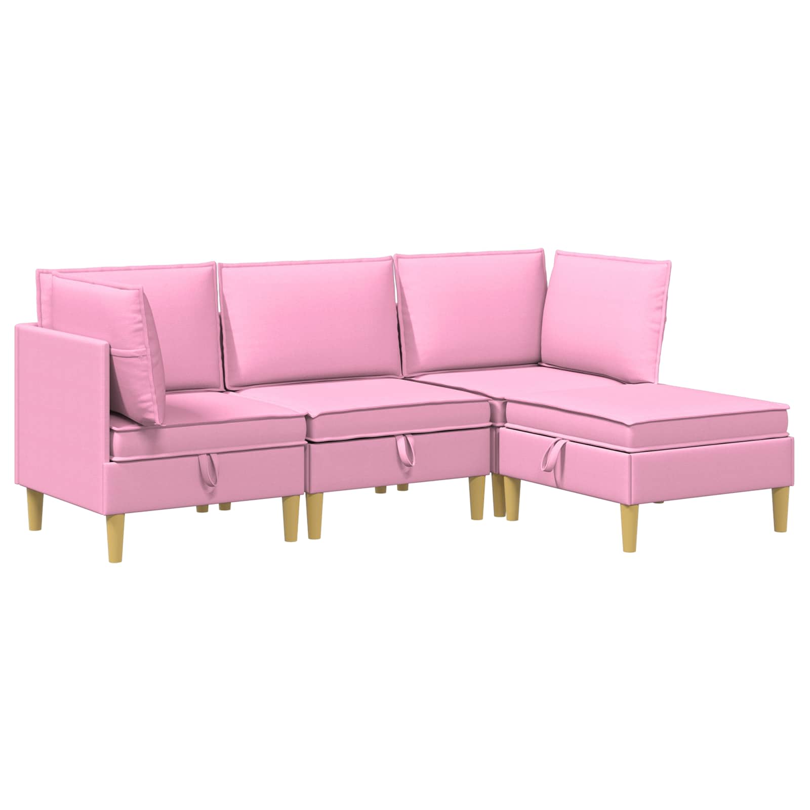 Modular Sofa Set mit Stauraum 4 pcs Rosa Stoff